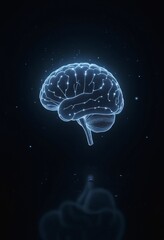 Aufkleber - Artistic rendering of a neural network as a floating, digital brain outlined with illuminated circuits