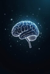 Aufkleber - Artistic rendering of a neural network as a floating, digital brain outlined with illuminated circuits