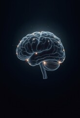 Aufkleber - Artistic rendering of a neural network as a floating, digital brain outlined with illuminated circuits