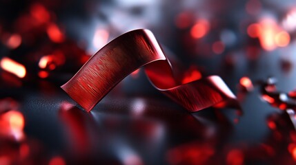 Canvas Print - Abstract red ribbon swirling on dark background.