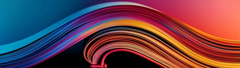 Wall Mural - vibrant curved lines in a spectrum of colors creating a dynamic visual wave for design inspiration.