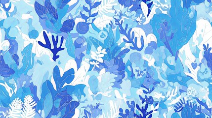 Wall Mural - Seamless pattern with corals and seaweed.