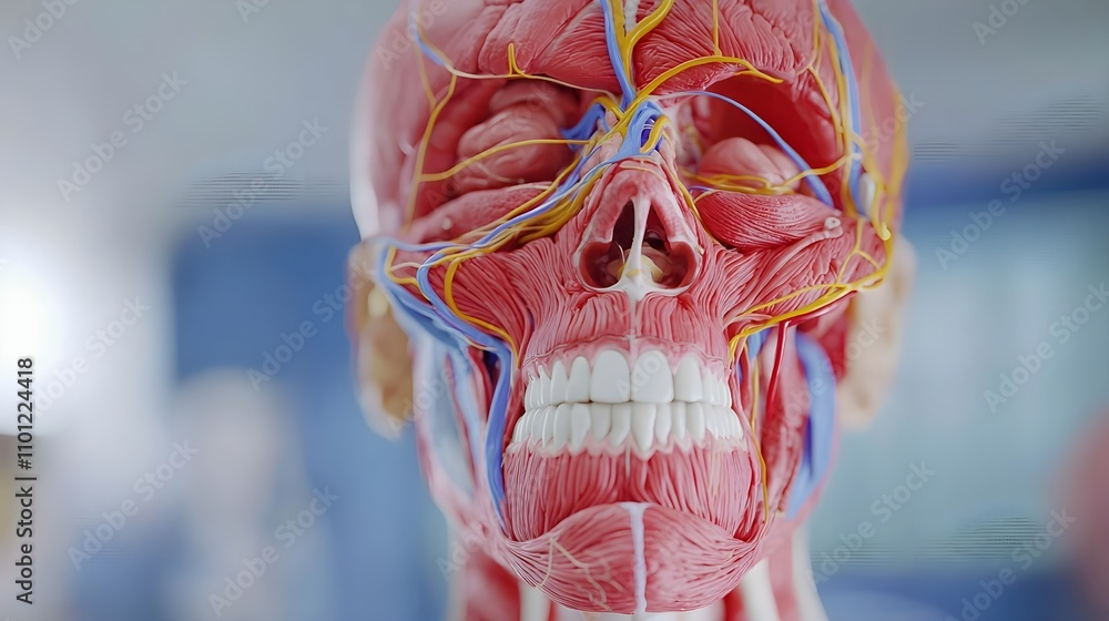 Human Head Anatomy Model Muscles Nerves Blood Vessels Stock ...