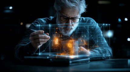Aufkleber - executive using artificial intelligence to analyze data and create solutions