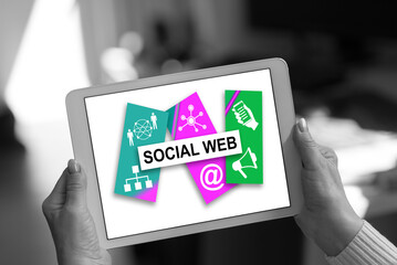 Wall Mural - social web concept on a tablet
