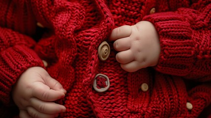 Wall Mural - A warm red cardigan for a baby, perfect for chilly days