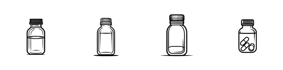 Wall Mural - Flat icon of a medication drug bottle for use in apps and websites.