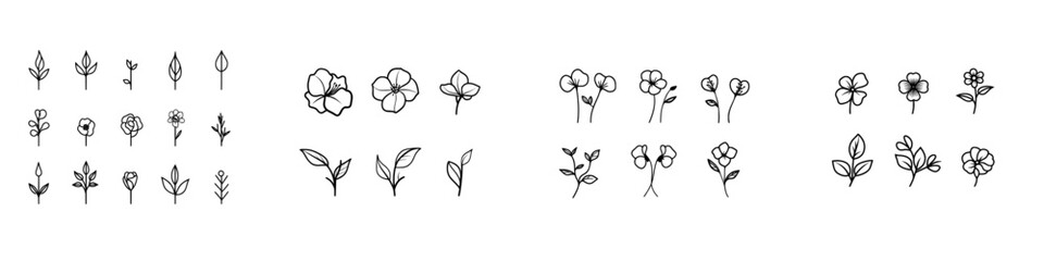 Wall Mural - a single-line drawing of an abstract plant, designed by hand in a modern minimalist style, perfect f