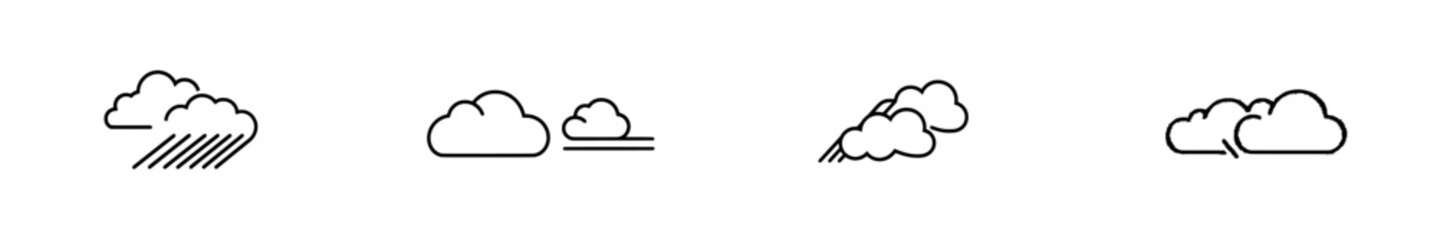 Wall Mural - Continuous line art drawing of an abstract sun and clouds.