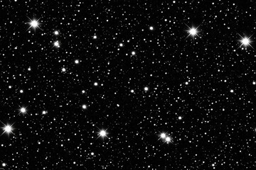 Wall Mural - The night universe unfolds like a canvas of stars and galaxies, set against a backdrop of deep space, where a sparkling starfield illuminates the darkness.