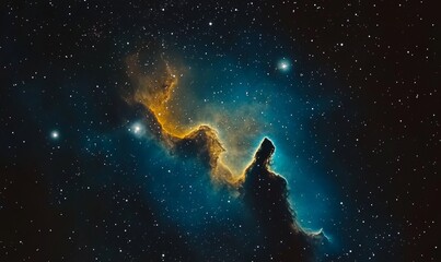 Wall Mural - A vast, luminous nebula featuring young stars. Shimmering against the expanse of space.
