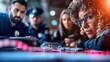 © DKPhoto - A determined detective intently observes a crime scene, analyzing evidence while colleagues discuss details crucial for solving the case, epitomizing dedication and teamwork.