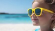 © Dirty Pure - Happy Little Girl in Yellow Sunglasses at the Beach