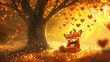 © gerdg - A vibrant illustration of two foxes cuddling.