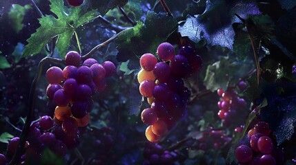 Canvas Print - Juicy Red Grapes on the Vine: A Stunning Close-Up