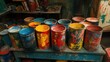 © Roman - Colorful paint cans brush. Generative AI