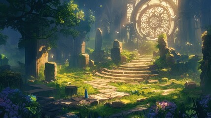 Wall Mural - the fragrant aroma of enchanted herbs fills the air as you make your way through the maze their twis