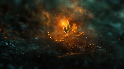 Wall Mural - plant growing. generative ai