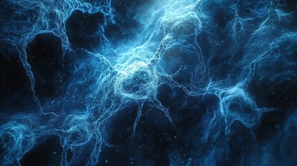 Wall Mural - A blue and white image of a galaxy with a lot of stars and a lot of blue. Generative AI
