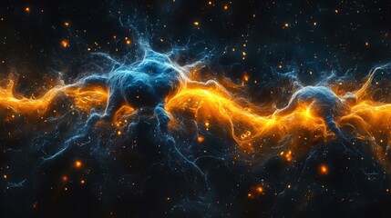 Wall Mural - A long, colorful line of fire in space. Generative AI