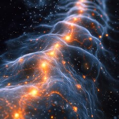 Wall Mural - A long blue line with orange dots on it. Generative AI