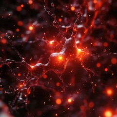 Wall Mural - A close up of a red blob with a glowing center. Generative AI