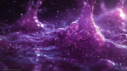 Wall Mural - a purple liquid with bubbles floating in it. generative ai