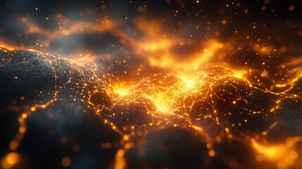 Wall Mural - A black and orange background with a lot of sparks. Generative AI