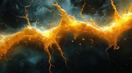 Wall Mural - A bright yellow line of fire in the sky. Generative AI