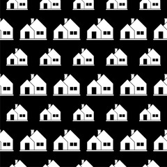 Canvas Print - House icon isolated seamless pattern on black background