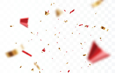 Wall Mural - beautiful red and gold confetti, isolated on transparent background