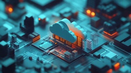 Wall Mural - cloud computing: data servers & digital infrastructure