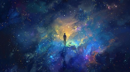 Wall Mural - floating through the void surrounded by millions of ling stars.