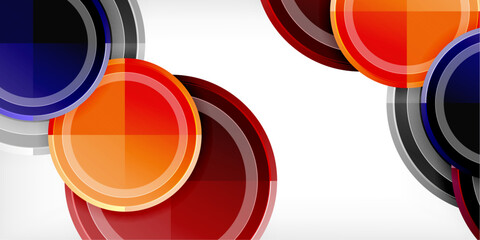 Leinwandbilder - Abstract background - multicolored circles, trendy minimal geometric design, vector illustration