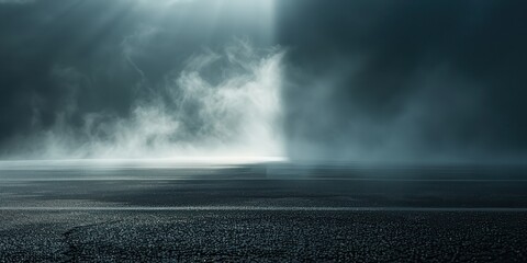 Poster - Atmospheric Mist Over Dark Wet Asphalt Road