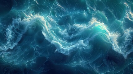 Aufkleber - Abstract Ocean Waves Teal Blue Water Swirl
