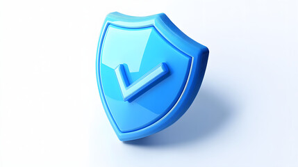 Wall Mural - cartoon 3d icon safety shield check mark perspective . blue symbol security safety icon. checkmark i