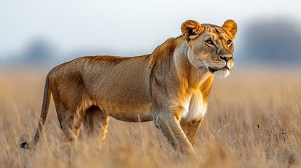 Wall Mural - Majestic Lioness in African Savanna