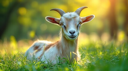 Poster - A Serene Goat in the Golden Hour