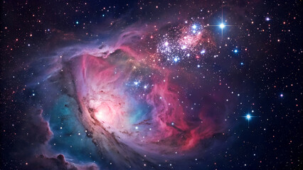 Wall Mural - Celestial Symphony: The Enchanting Beauty of Colorful Nebulae in Deep Space