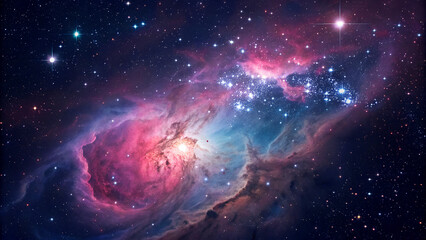 Wall Mural - Celestial Symphony: The Enchanting Beauty of Colorful Nebulae in Deep Space