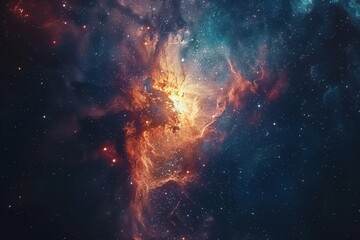Canvas Print - Glowing Nebula and Stars in the Cosmos