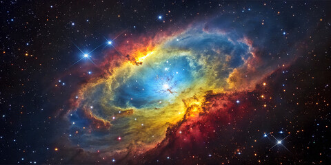 Wall Mural - Celestial Symphony: The Enchanting Beauty of Colorful Nebulae in Deep Space