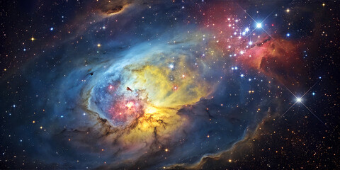 Wall Mural - Celestial Symphony: The Enchanting Beauty of Colorful Nebulae in Deep Space