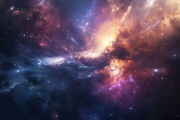 Wall Mural - Colorful and detailed space nebula with bright stars and glowing gas clouds