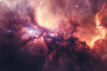 Canvas Print - Breathtaking Space Nebula with Glowing Stars and Vivid Colors