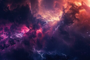 Wall Mural - Glowing Nebula and Gaseous Space Clouds with Bright Stars