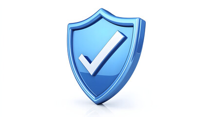 Wall Mural - cartoon 3d icon safety shield check mark perspective . blue symbol security safety icon. checkmark i