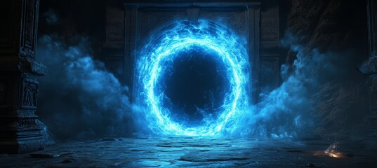 Wall Mural - teleport portal to dark world. generative ai technology.