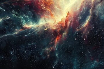 Canvas Print - Glowing Nebula with Stars in Deep Space